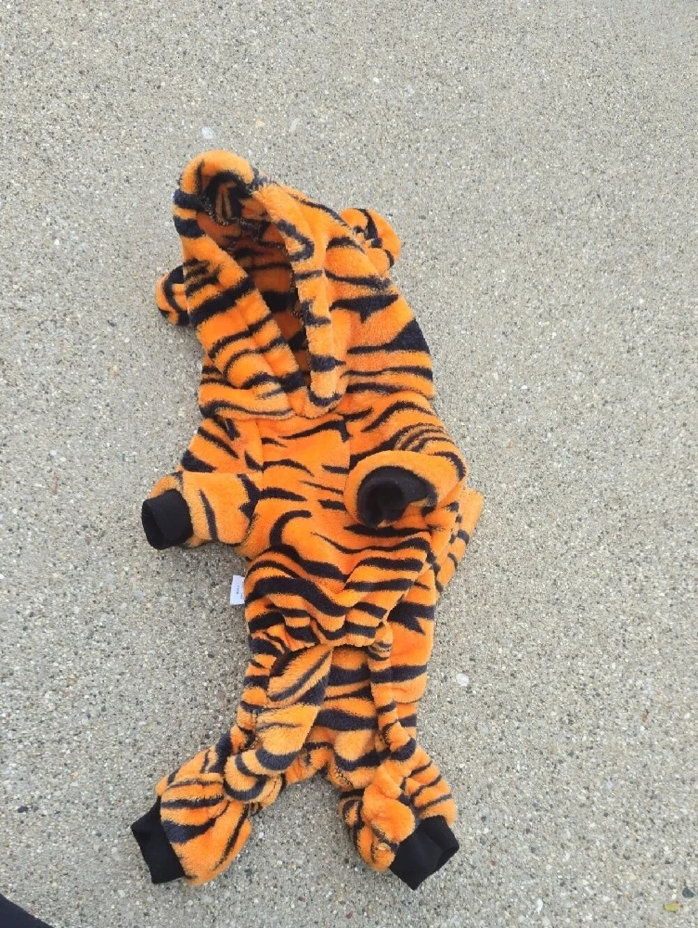 Tiger-Print Plush Dog Costume Jacket - Orange & Black